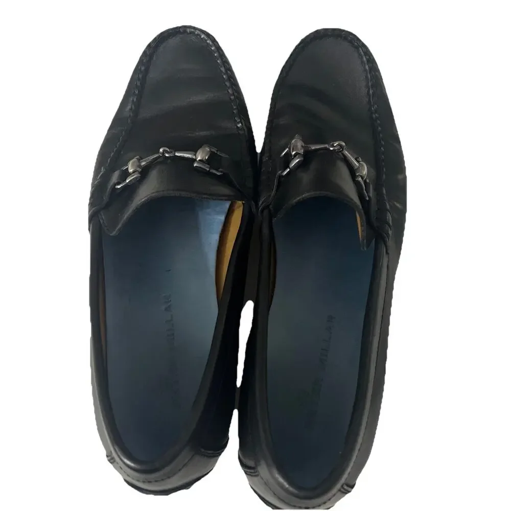 Peter Millar Shoes Mens Sz 8.5 Black Leather Horsebit Slip On Driving Loafers